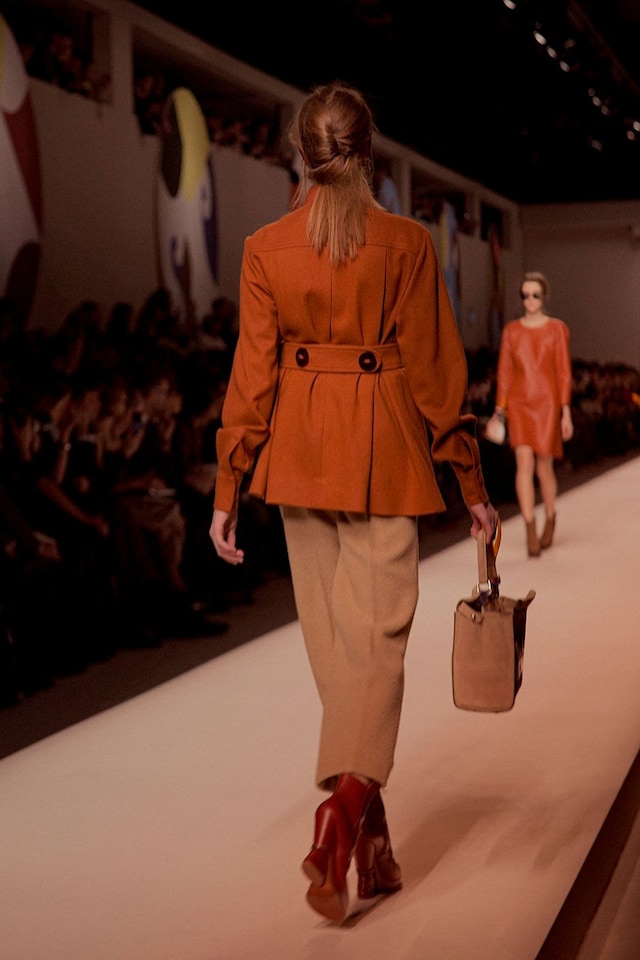 Fendi AW15, Womenswear, Dazed Orange Gathered Jacket Back 26