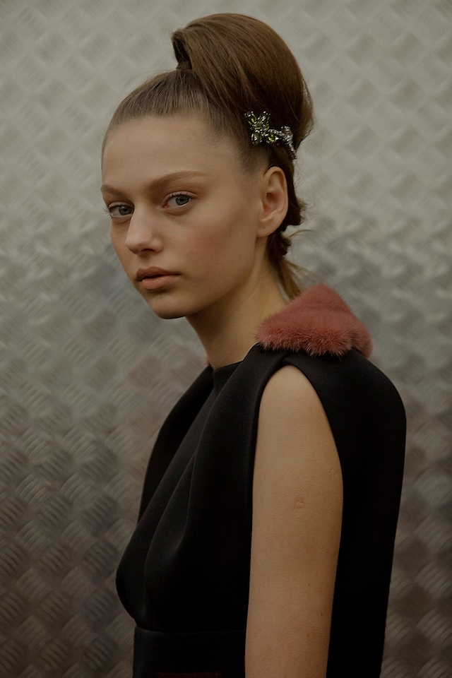 Prada AW15, Dazed backstage, Milan, Womenswear, fur detail 12