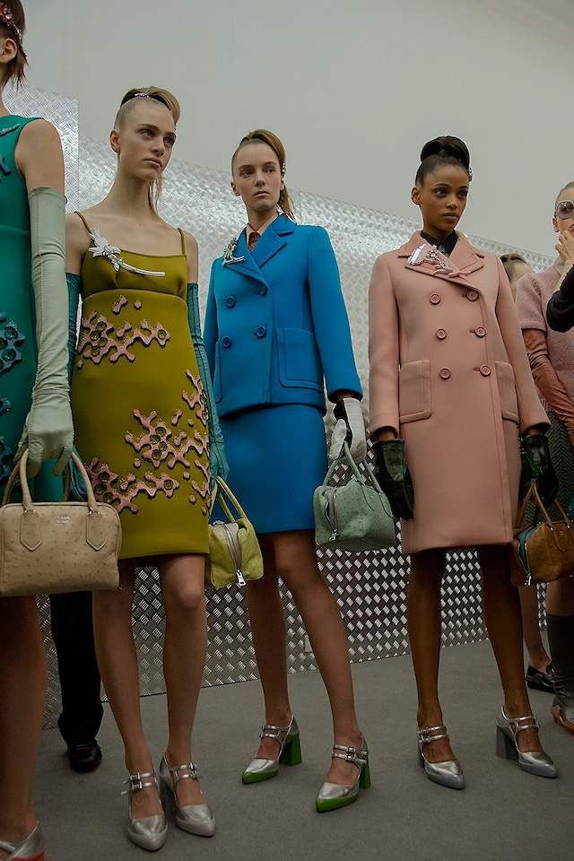 Prada AW15, Dazed backstage, Milan, Womenswear, jacket, 60s 11