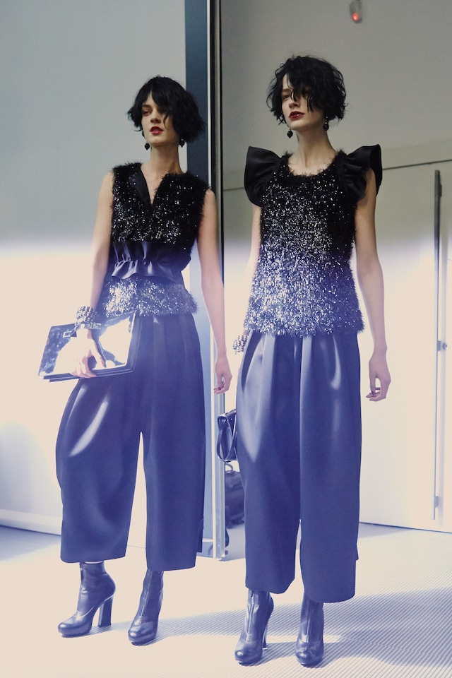 Emporio Armani AW15 Womenswear Dazed backstage shimmer fluff 6