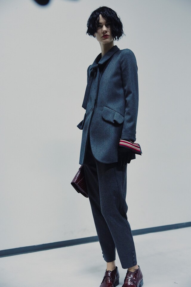 Emporio Armani AW15 Womenswear Dazed backstage suit slate 13