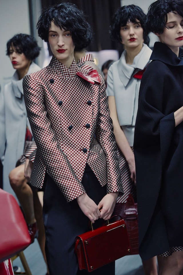 Emporio Armani AW15 Womenswear Dazed backstage checkered b&amp;w 16