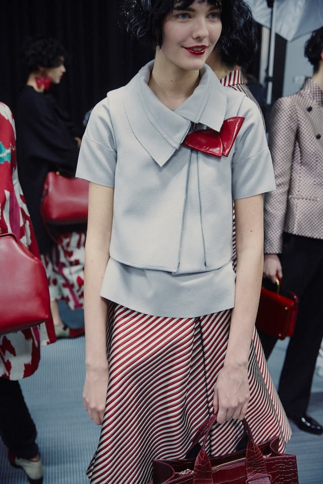 Emporio Armani AW15 Womenswear Dazed backstage shirt vinyl 14
