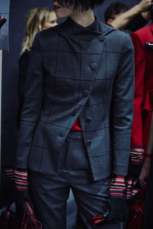 Emporio Armani AW15 Womenswear Dazed backstage check jacket 21