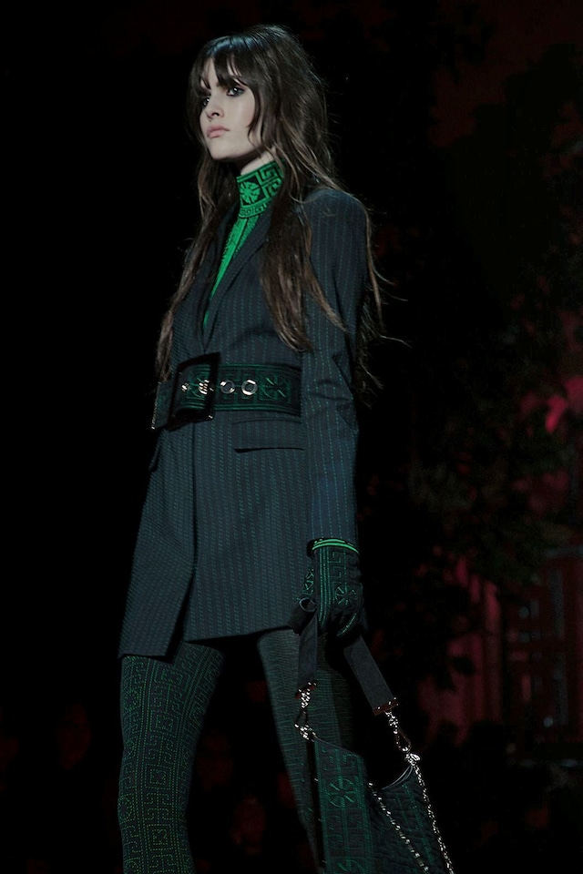 Versace AW15 Dazed runway womenswear turtleneck green suit 14