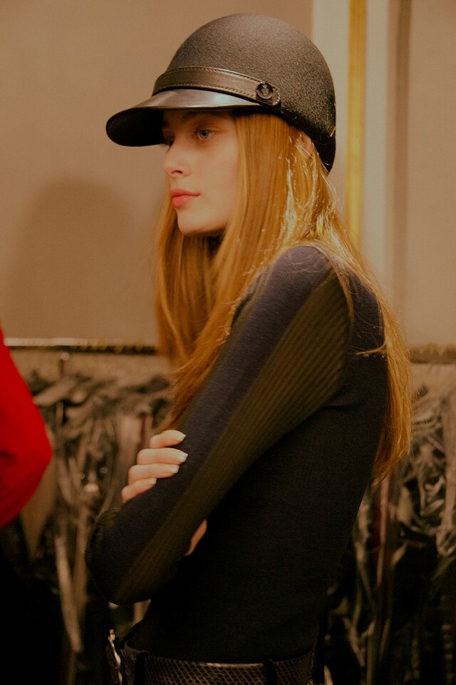 Emilio Pucci AW15 Dazed backstage Womenswear equestrian cap 5