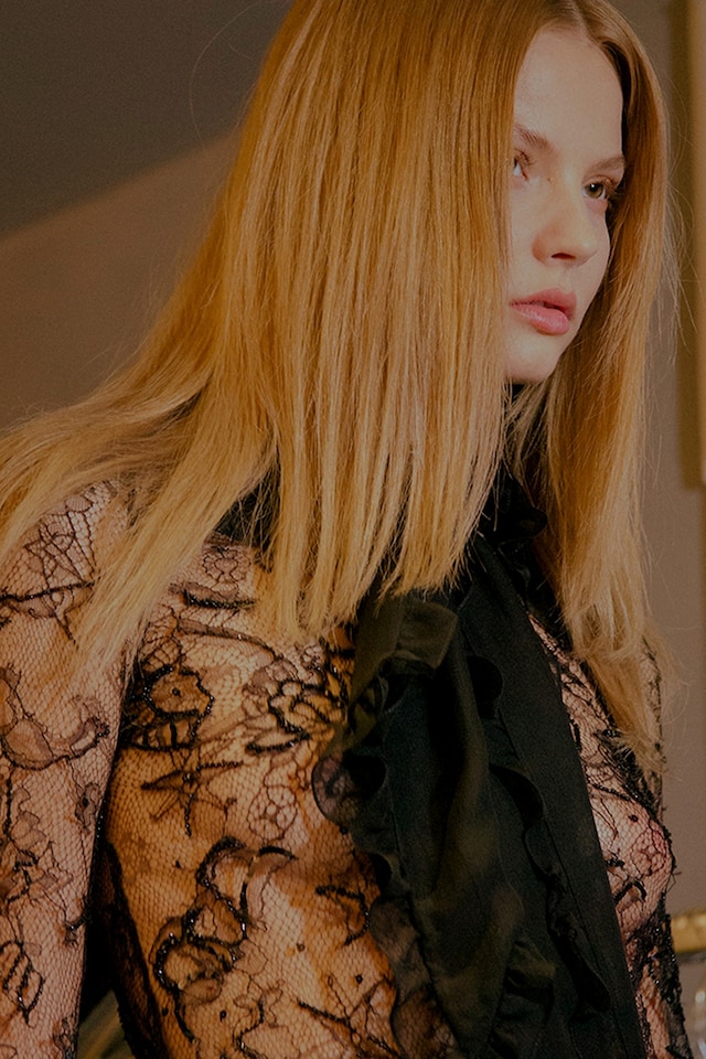 Emilio Pucci AW15 Dazed backstage Womenswear sheer lace 8