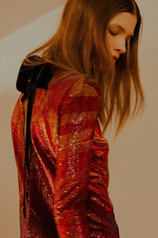 Emilio Pucci AW15 Dazed backstage Womenswear red sequins 16