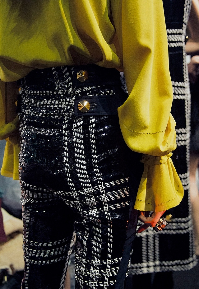 Roberto Cavalli AW15 Dazed backstage Womenswear tartan 14