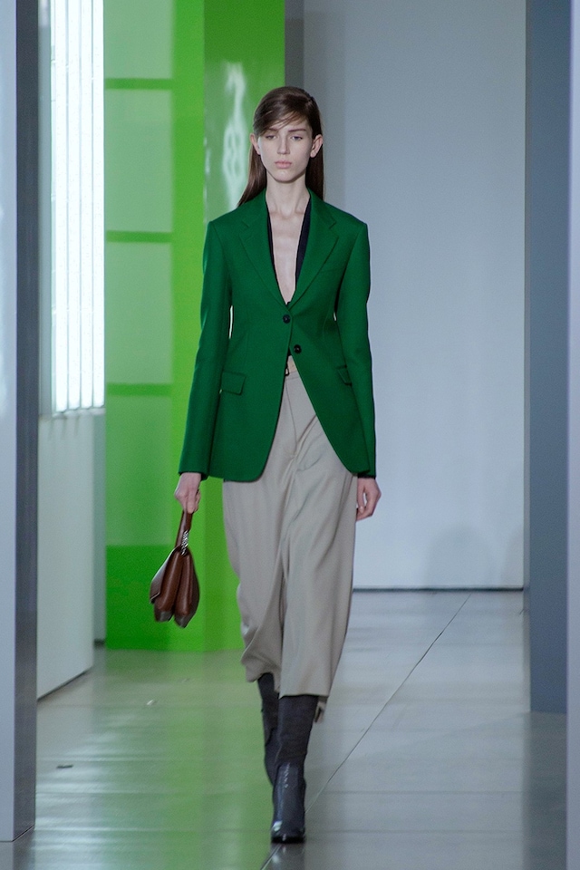 Jil Sander AW15, Dazed runway, Womenswear, Green Blazer 2