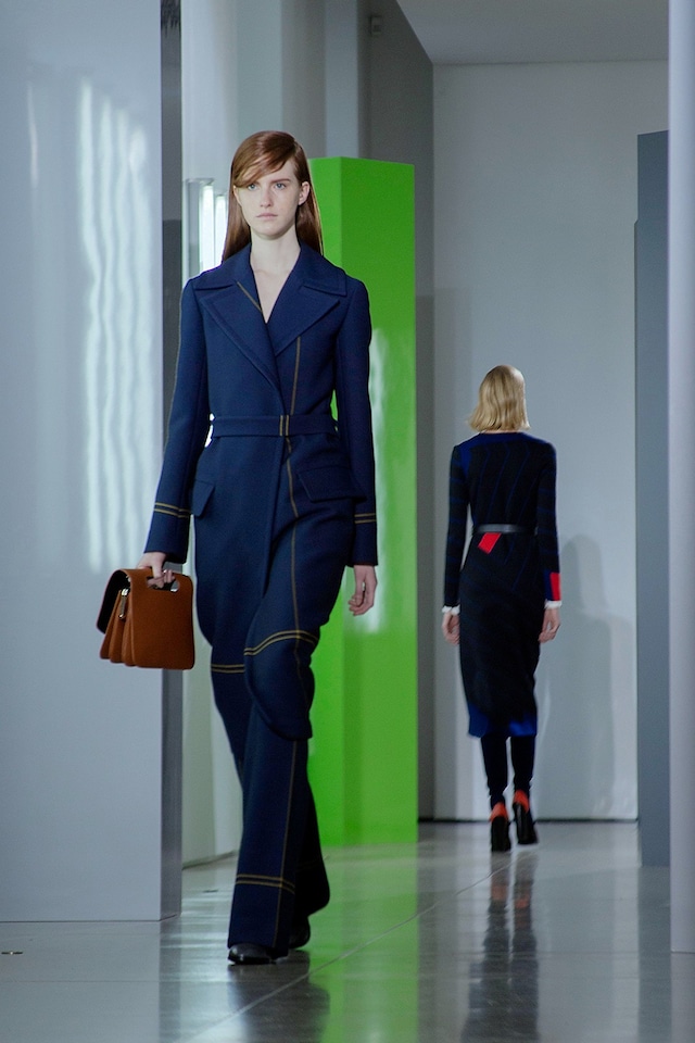 Jil Sander AW15, Dazed runway, Womenswear, Navy Belted 9
