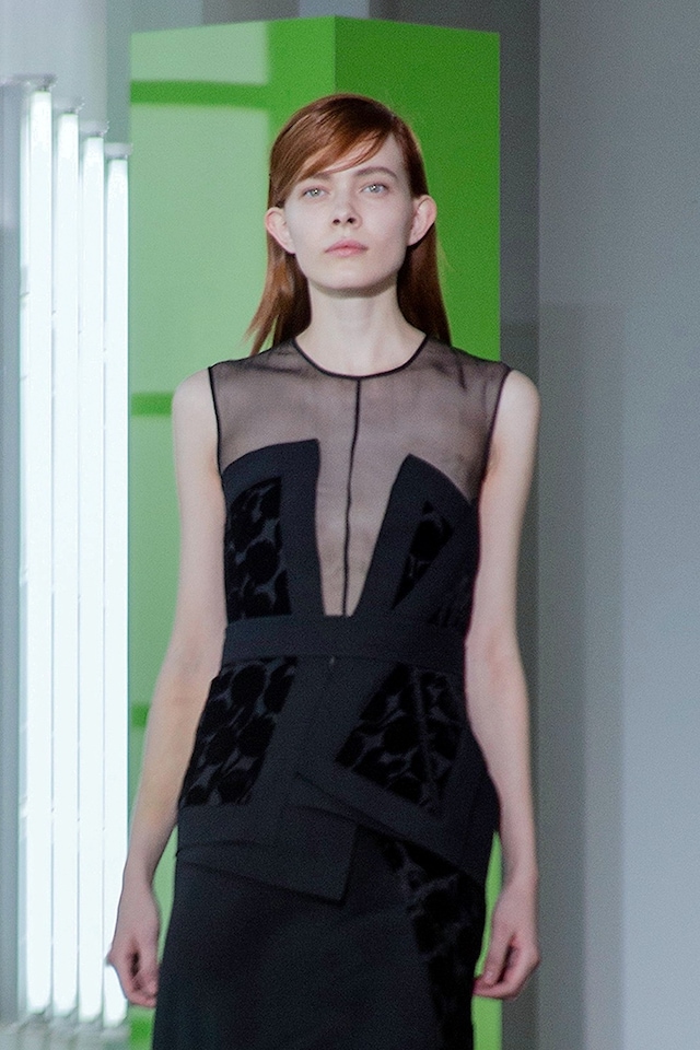 Jil Sander AW15, Dazed runway, Womenswear, Sheer Black Dress 12