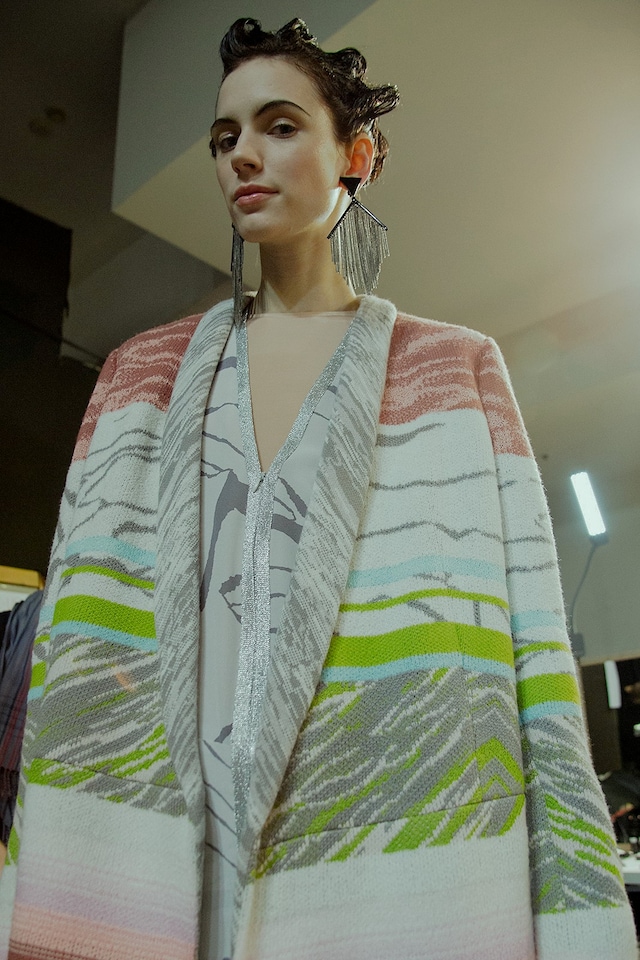 Missoni AW15 Womenswear Dazed backstage silver coat silver 7