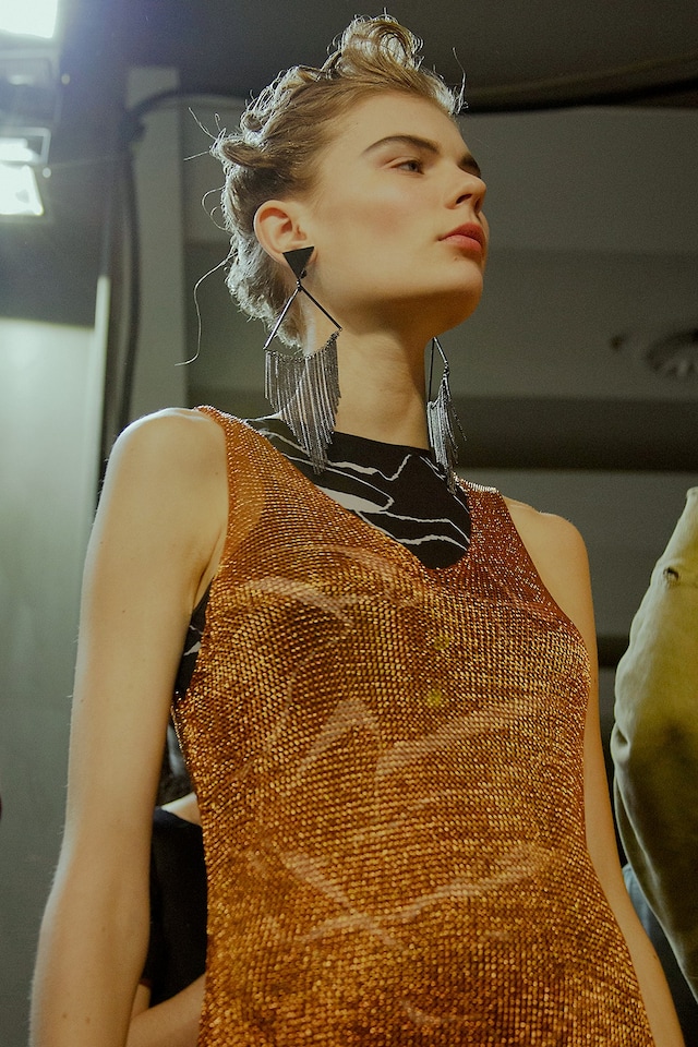 Missoni AW15 Womenswear Dazed backstage bronze mesh marble 12