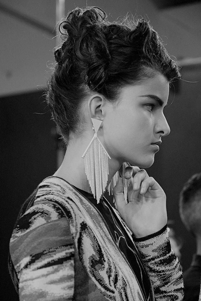 Missoni AW15 Womenswear Dazed backstage earrings profile 20