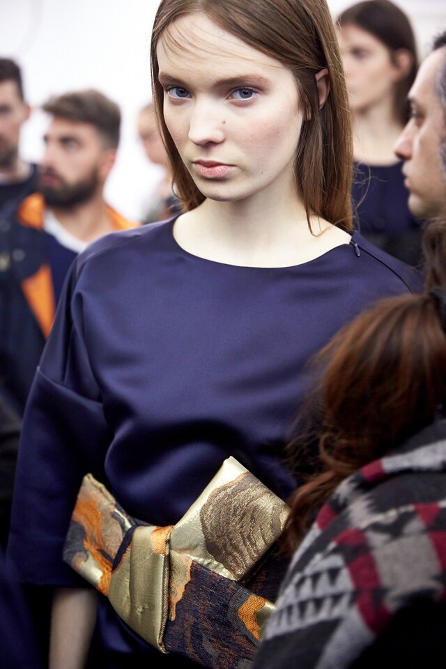 Erika Cavallini AW15 Dazed backstage Womenswear bow golden 2