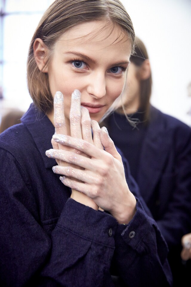 Erika Cavallini AW15 Dazed backstage Womenswear glitter navy 6