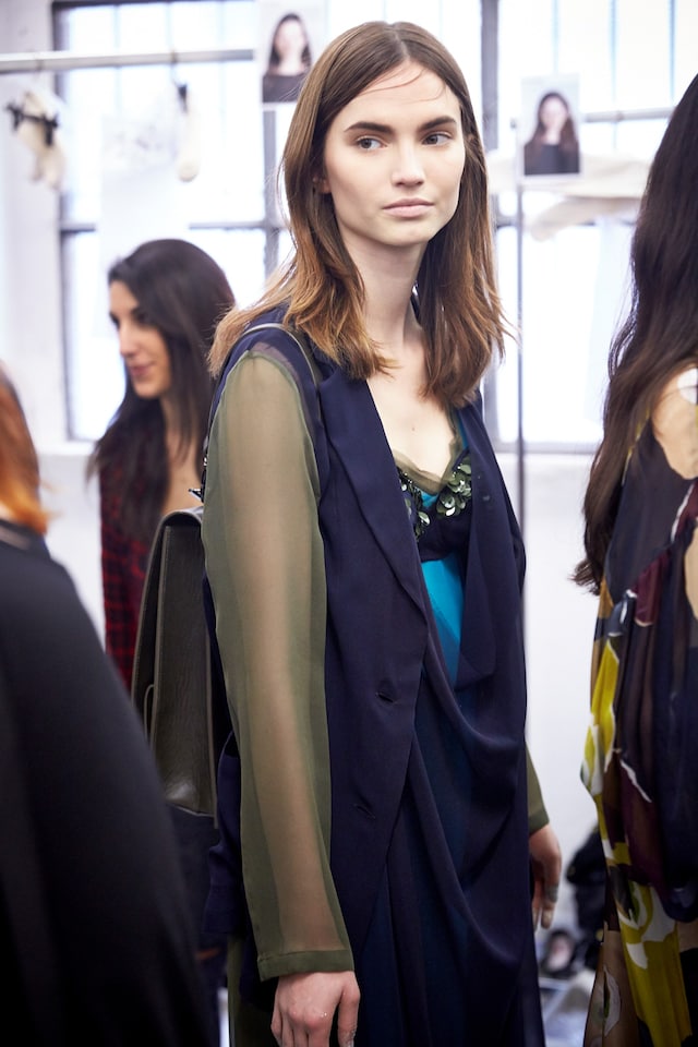 Erika Cavallini AW15 Dazed backstage Womenswear sheer navy 11