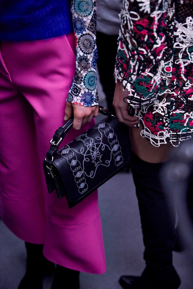 MSGM AW15, Dazed, Womenswear, Pink Flares, Black Handbag 18