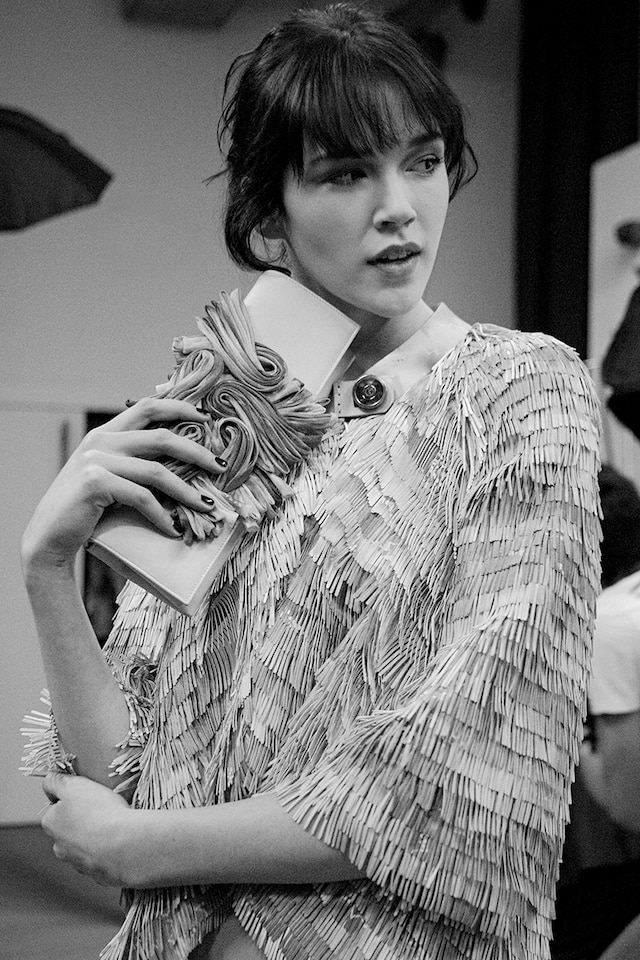 Giorgio Armani AW15 Dazed backstage Womenswear clutch layers 0