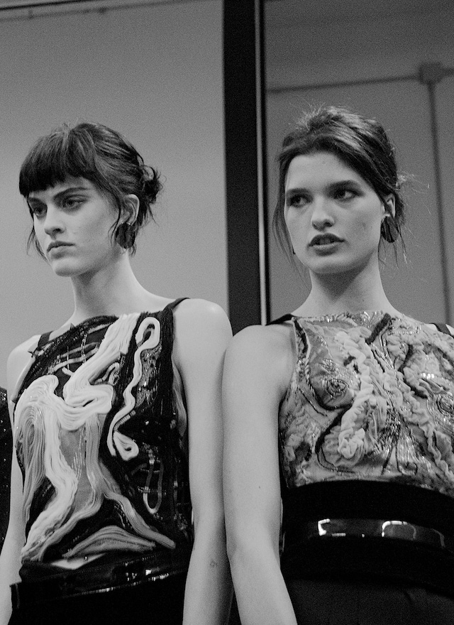 Giorgio Armani AW15 Dazed backstage Womenswear embroidered 4
