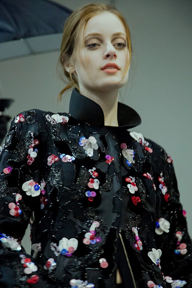 Giorgio Armani AW15 Dazed backstage Womenswear popped collar 5