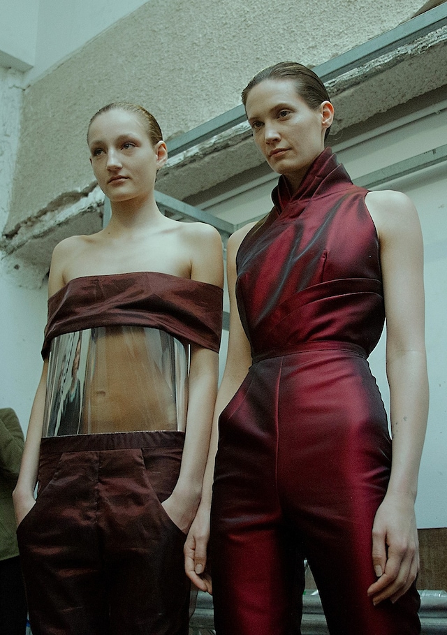 Iris Van Herpen AW15 Dazed backstage womenswear red sheer 0