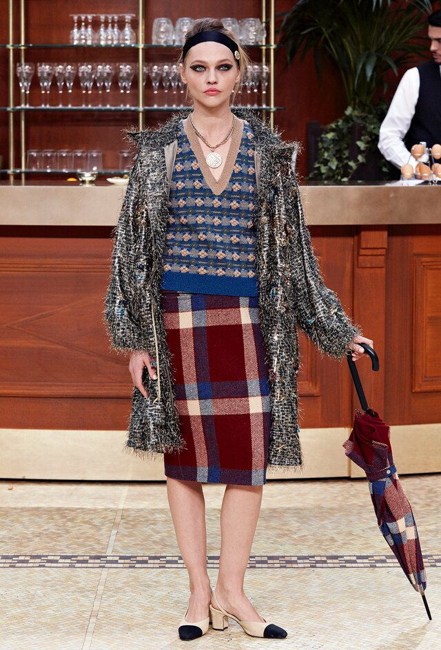 Chanel AW15 Dazed womenswear Check Skirt Sasha Pivovarova 0