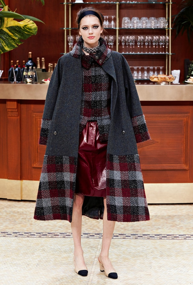 Chanel AW15 Dazed womenswear Check Coat Red Shiny Skirt 25