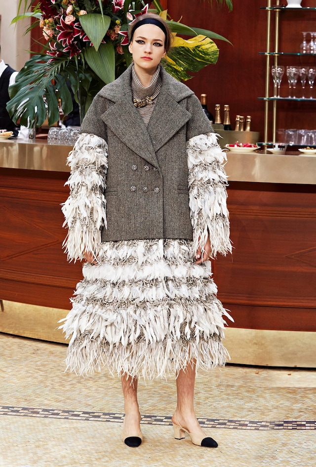 Chanel AW15 Dazed womenswear Feather Sleeves Grey Coat 24