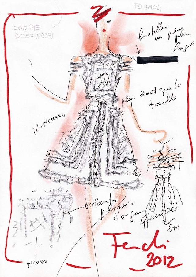 Sketch by Karl Lagerfeld for FENDI Spring-Summer 2012 14