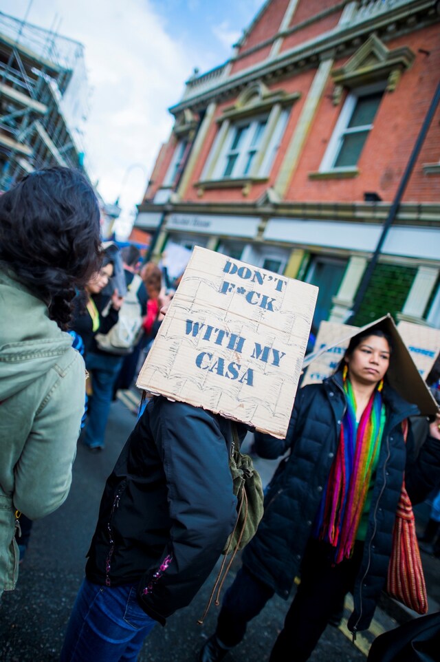 Anti-gentrification protest Reclaim Brixton in London 8