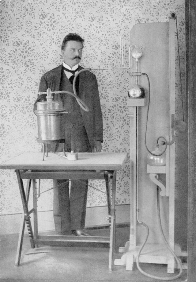 Daniel Swarovski and his cutting machine, 1892