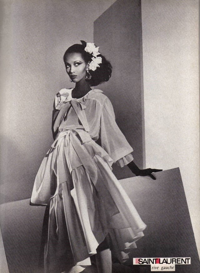 YSL Iman in an advertisement for YSL Rive Gauche