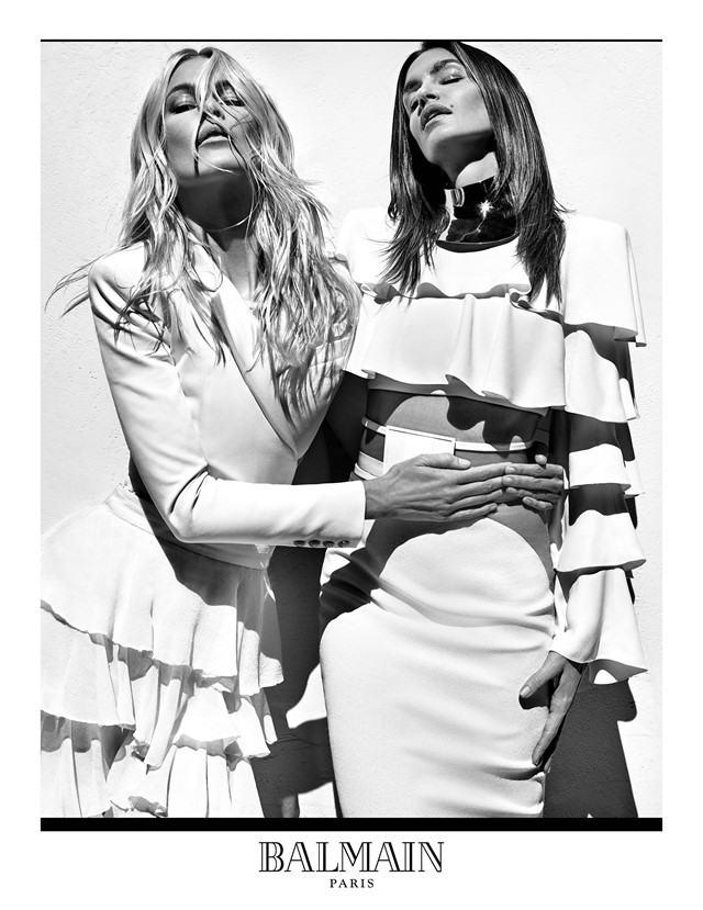 Claudia Schiffer and Cindy Crawford for Balmain SS16