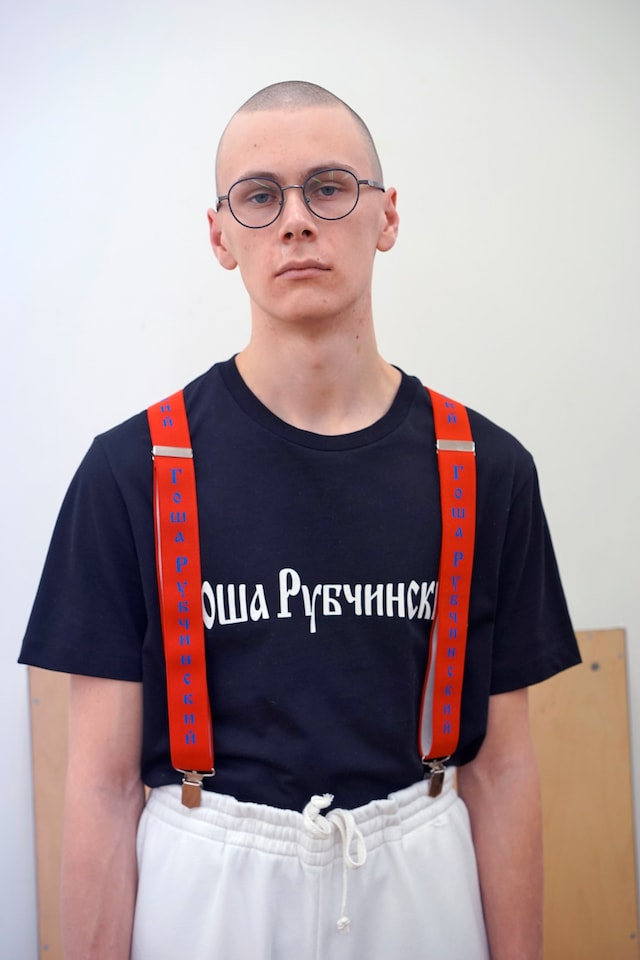 gosha rubchinskiy ボーダーニット ワンポイントロゴボーダーニット[品番：RADM0005655]｜MODISH