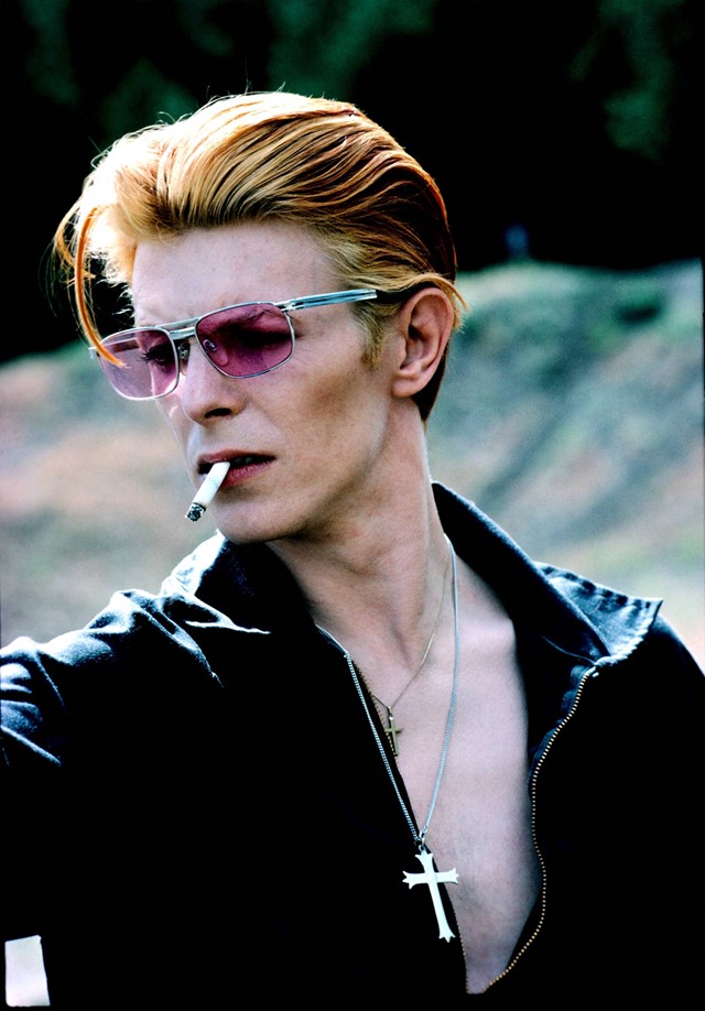 Bowie on the set of The Man Who Fell to Earth