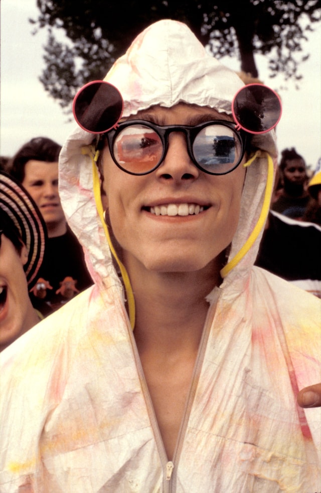 Ravers queuing outside a rave UK 1990&#39;s 9