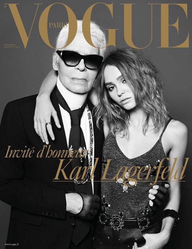 vogue paris cover karl lagerfeld chanel lily rose depp