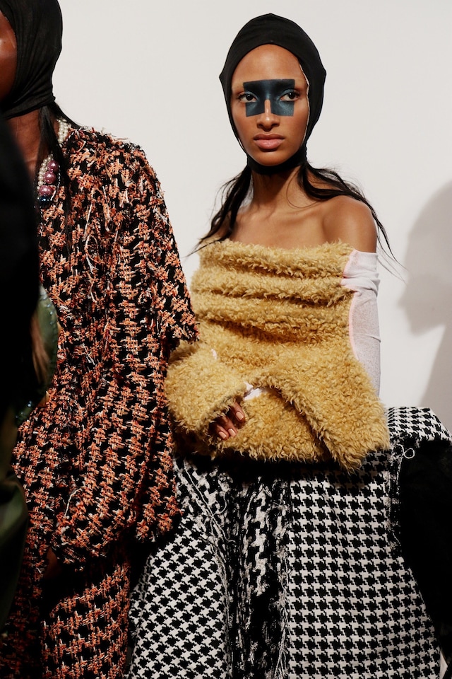 Backstage at Matty Bovan AW18 London show 2