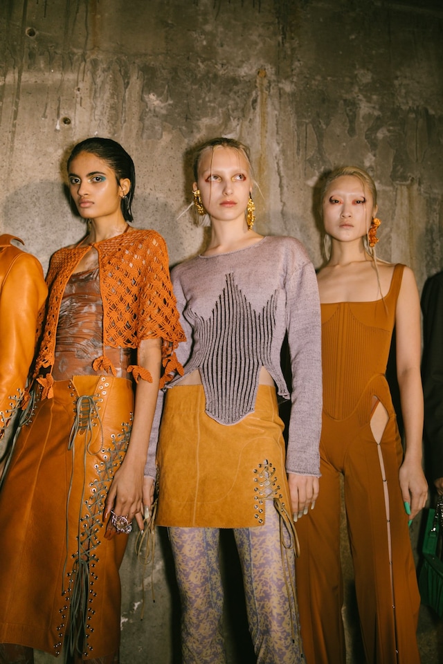 Backstage at the AW20 Charlotte Knowles show womenswear 26 25