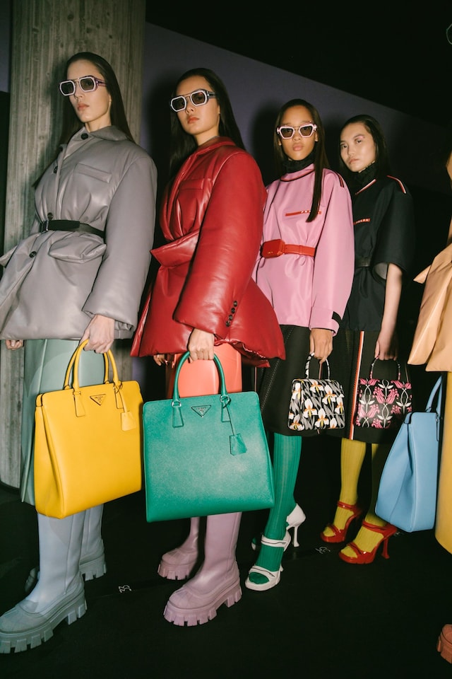 Backstage at the Prada AW20 fashion show 10 9