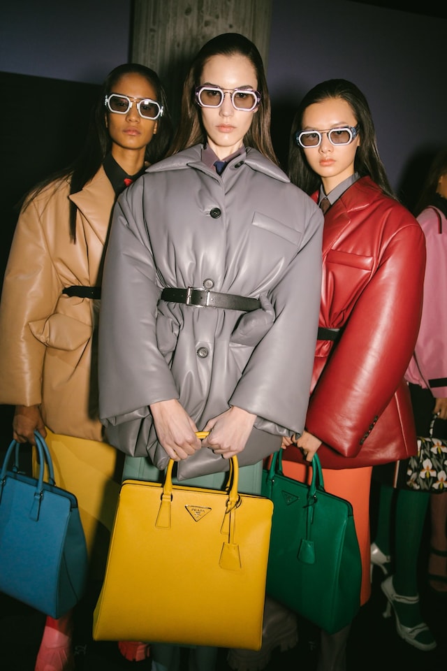 Backstage at the Prada AW20 fashion show 13 12
