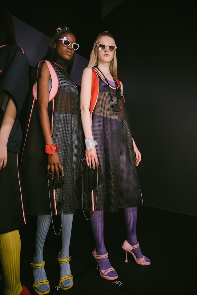 Backstage at the Prada AW20 fashion show 29 28