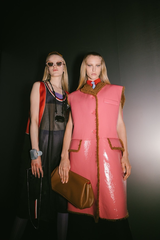 Backstage at the Prada AW20 fashion show 30 29