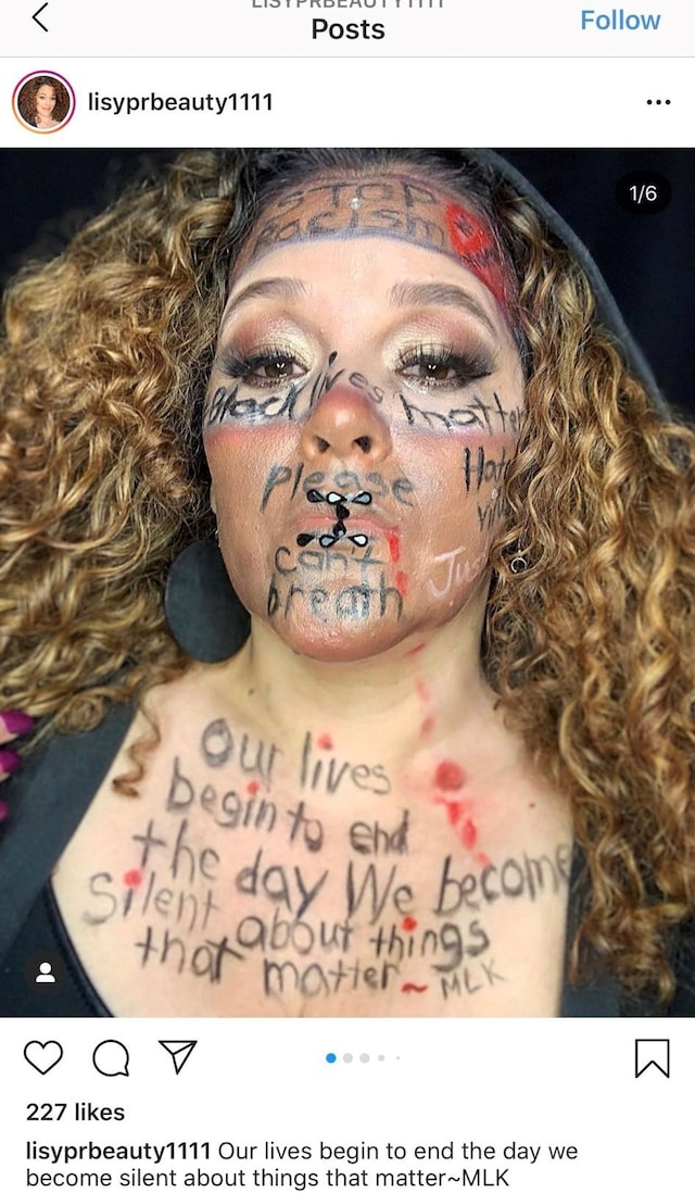 I can't breathe makeup nails George Floyd trend 7