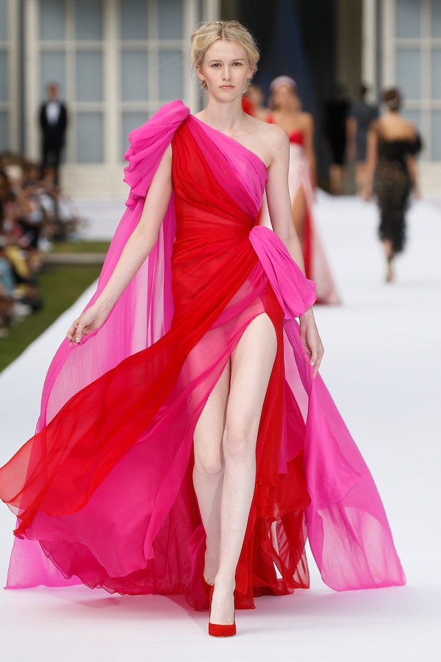 Ralph and Russo, Red and fuchsia pink silk and chi 9