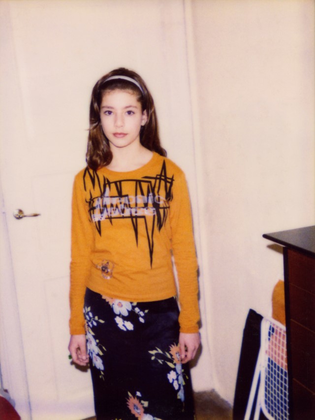 Siggie wearing her zigzag-top and flower skirt (1996)