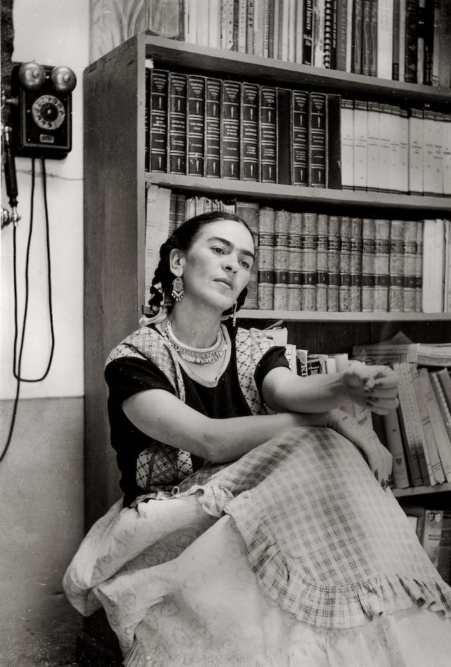 Frida in the Library of the Blue House (c. 1949) 7