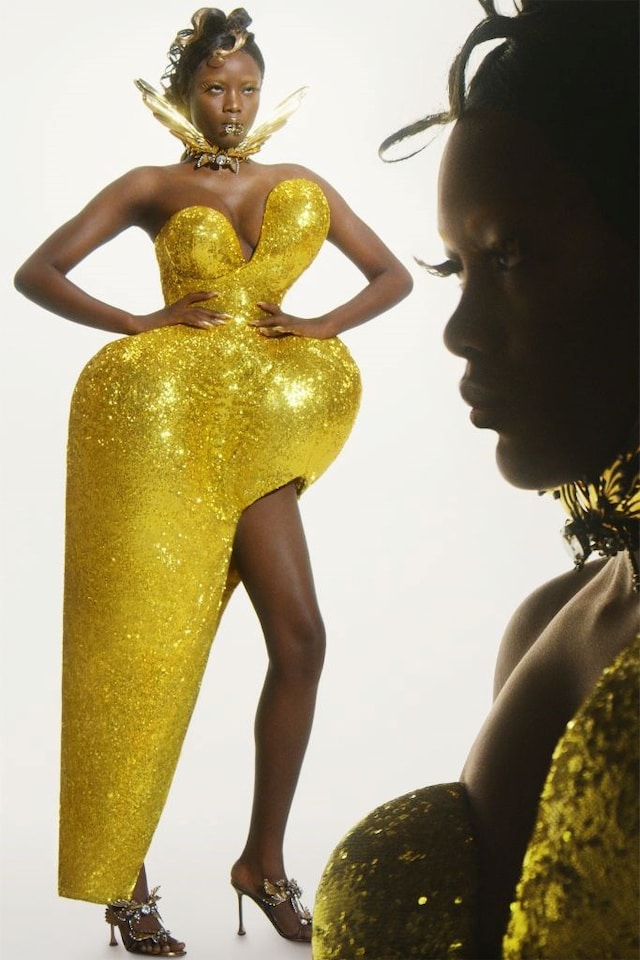 AREA AW22, gold crystal gown 33